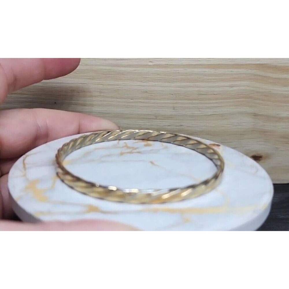 Vintage Silver Tone Braided Flat Bangle Bracelet